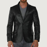 Black Stretch Leather Blazer